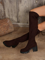 Hazel Blues® |  Leopard Round Toe Block Heel Boots