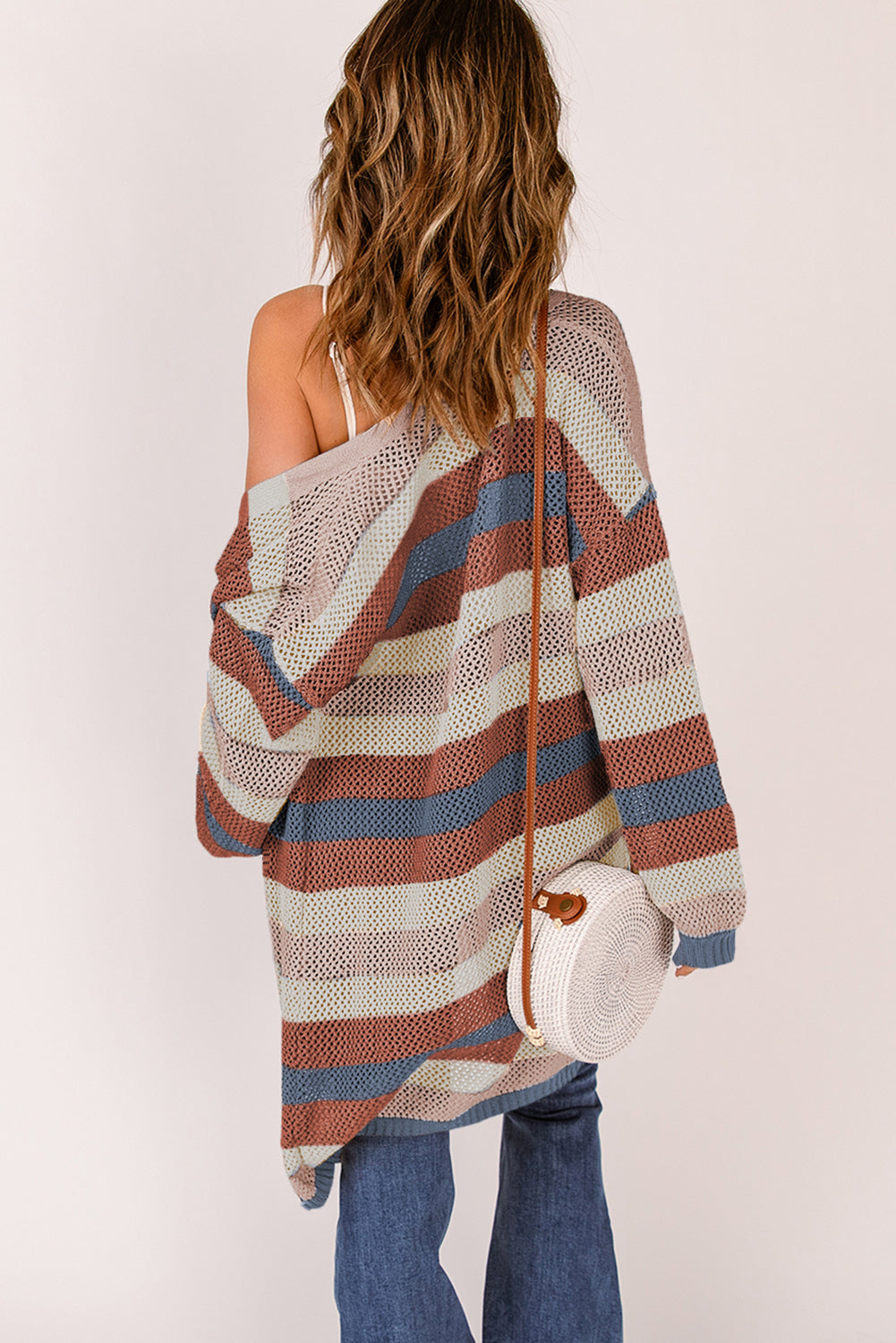 Elsie Pearl Striped Color-Block Cardigan