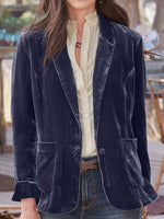 Hazel Blues® |  Pocketed Button Up Lapel Collar Blazer