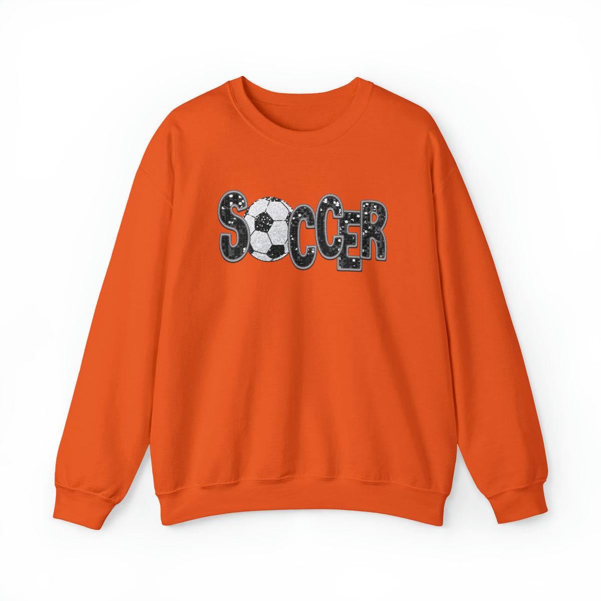 Hazel Blues® |  Soccer Faux Chenille Sequin Patches Sweatshirt: Black