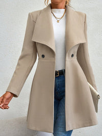 Hazel Blues® |  Collared Neck Button Up Long Sleeve Coat