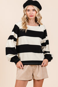 Hazel Blues® |  Mittoshop Striped Snap Shoulder Long Sleeve T-Shirt