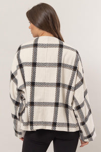 Hazel Blues® |  HYFVE Plaid Long Sleeve Jacket with Side Slit Pockets