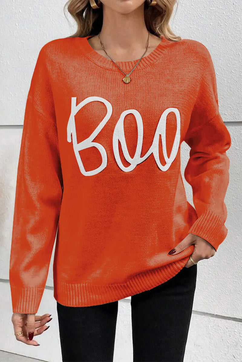 Hazel Blues® |  BOO Round Neck Long Sleeve Sweater