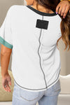 Hazel Blues® |  Color Block V-Neck Short Sleeve T-Shirt