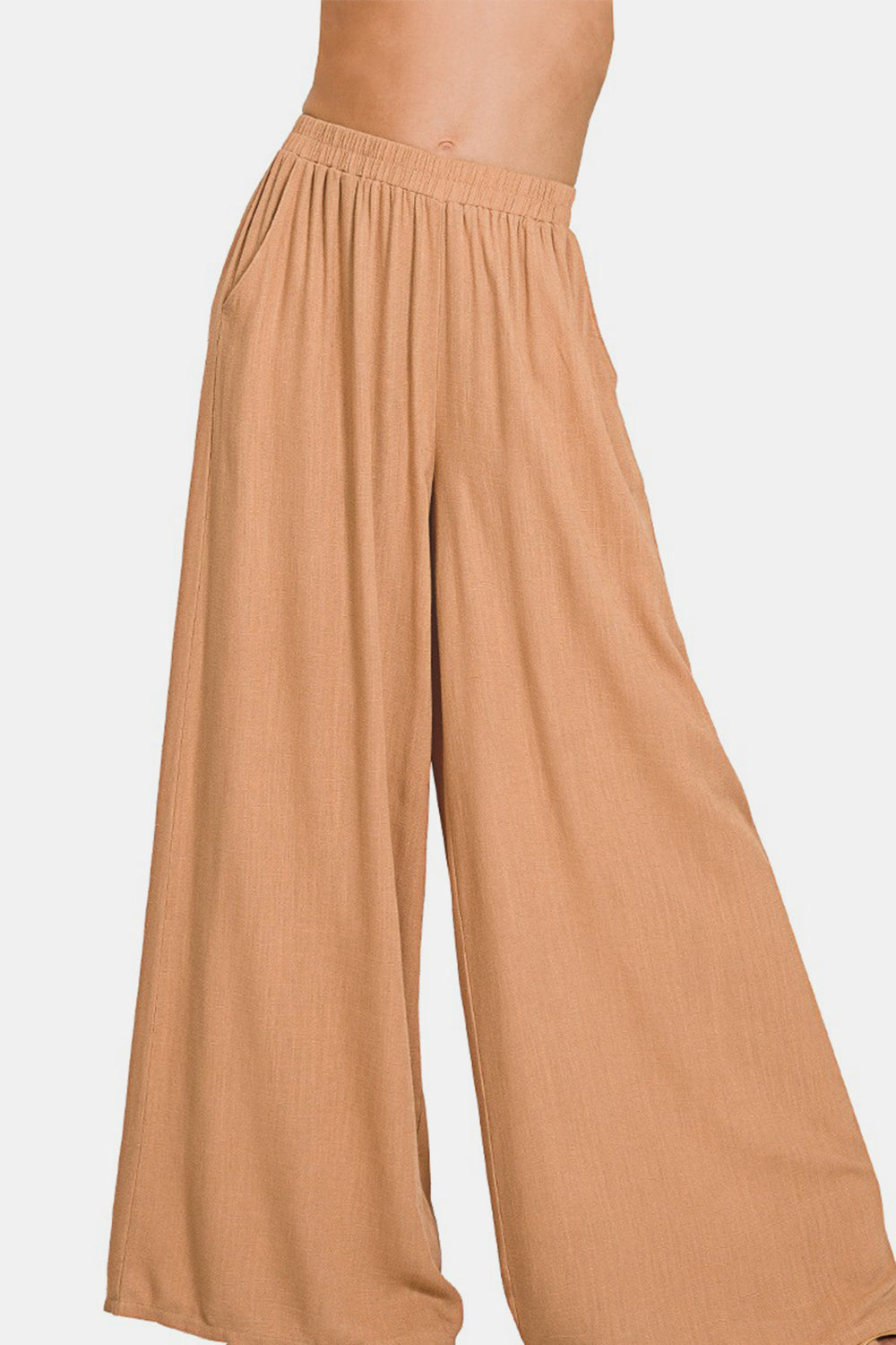 Hazel Blues® |  Zenana Pleated Linen Blend Wide Leg Pants