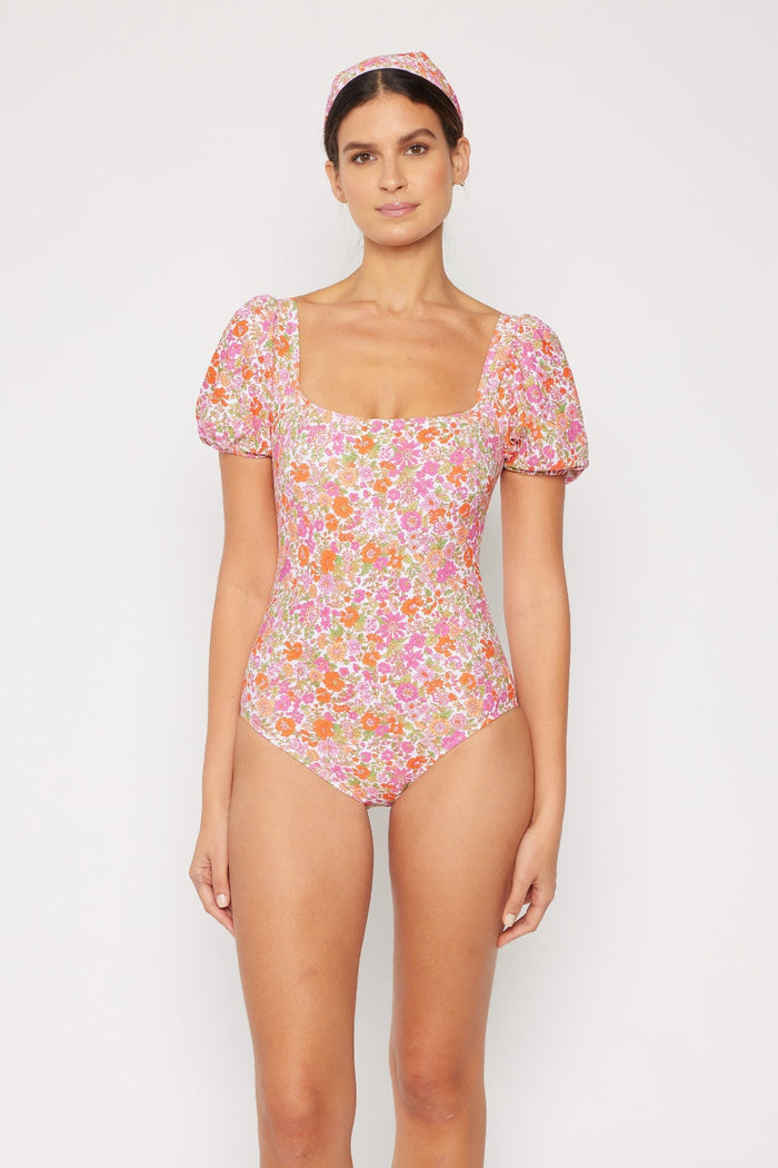 Hazel Blues® |  Marina West Swim Floral Puff Sleeve One-Piece