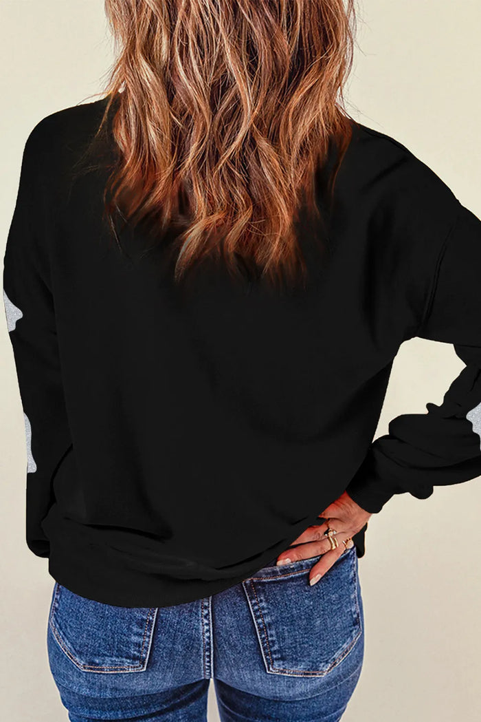 Hazel Blues® |  Glitter Round Neck Long Sleeve Sweatshirt