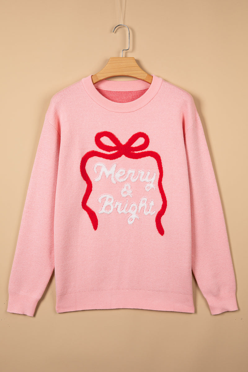 Gossamer Pink Drop-Shoulder Round-Neck Towel Embroidery Slogan