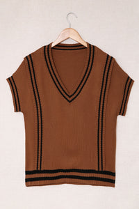 Hazel Blues® |  Striped Trim V-Neck Sweater Vest