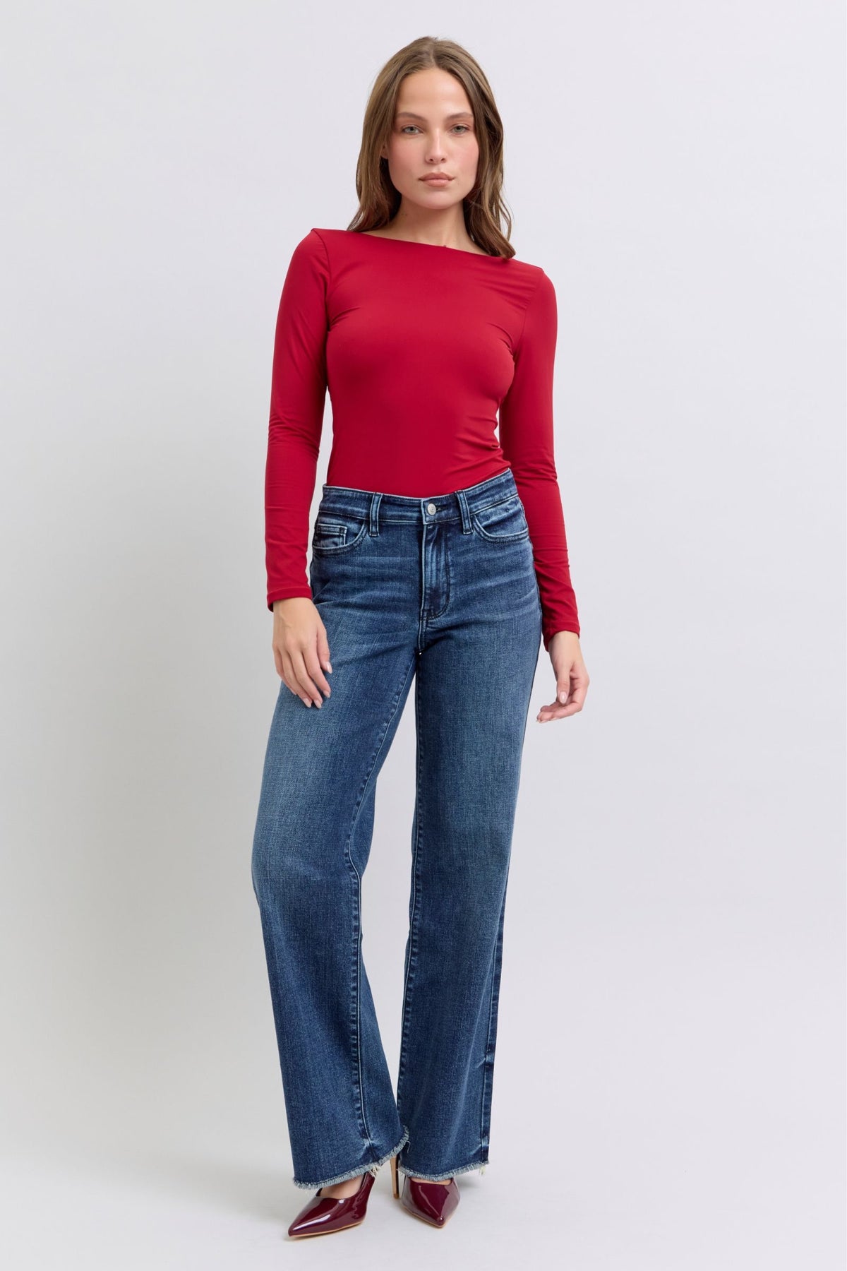 Hazel Blues® |  Judy Blue Raw Hem Mid Rise Jeans