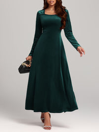 Hazel Blues® |  Square Neck Long Sleeve Velvet Dress