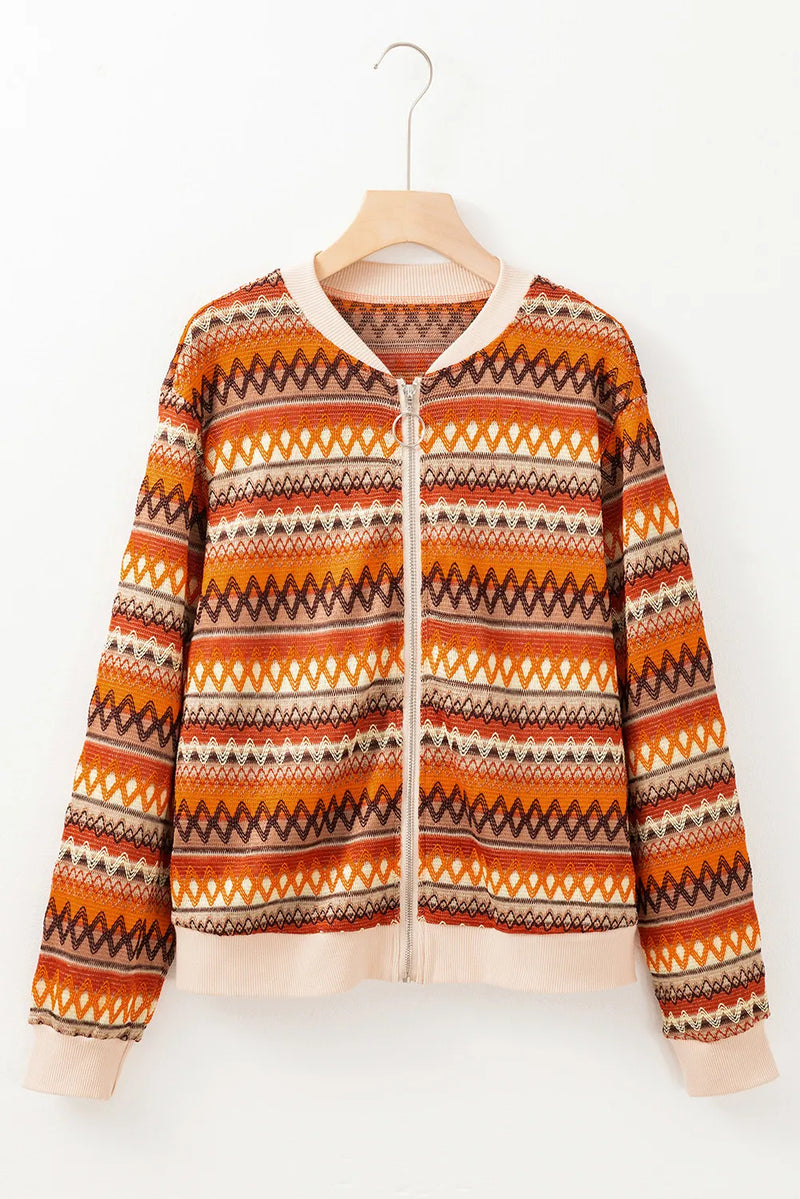 Hazel Blues® |  Contrast Baseball Collar Zip Up Jacket