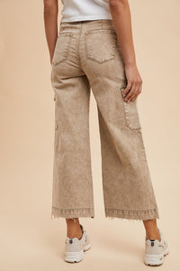 Hazel Blues® |  Annie Wear Raw Hem Wide Leg Jeans with Cargo Pockets