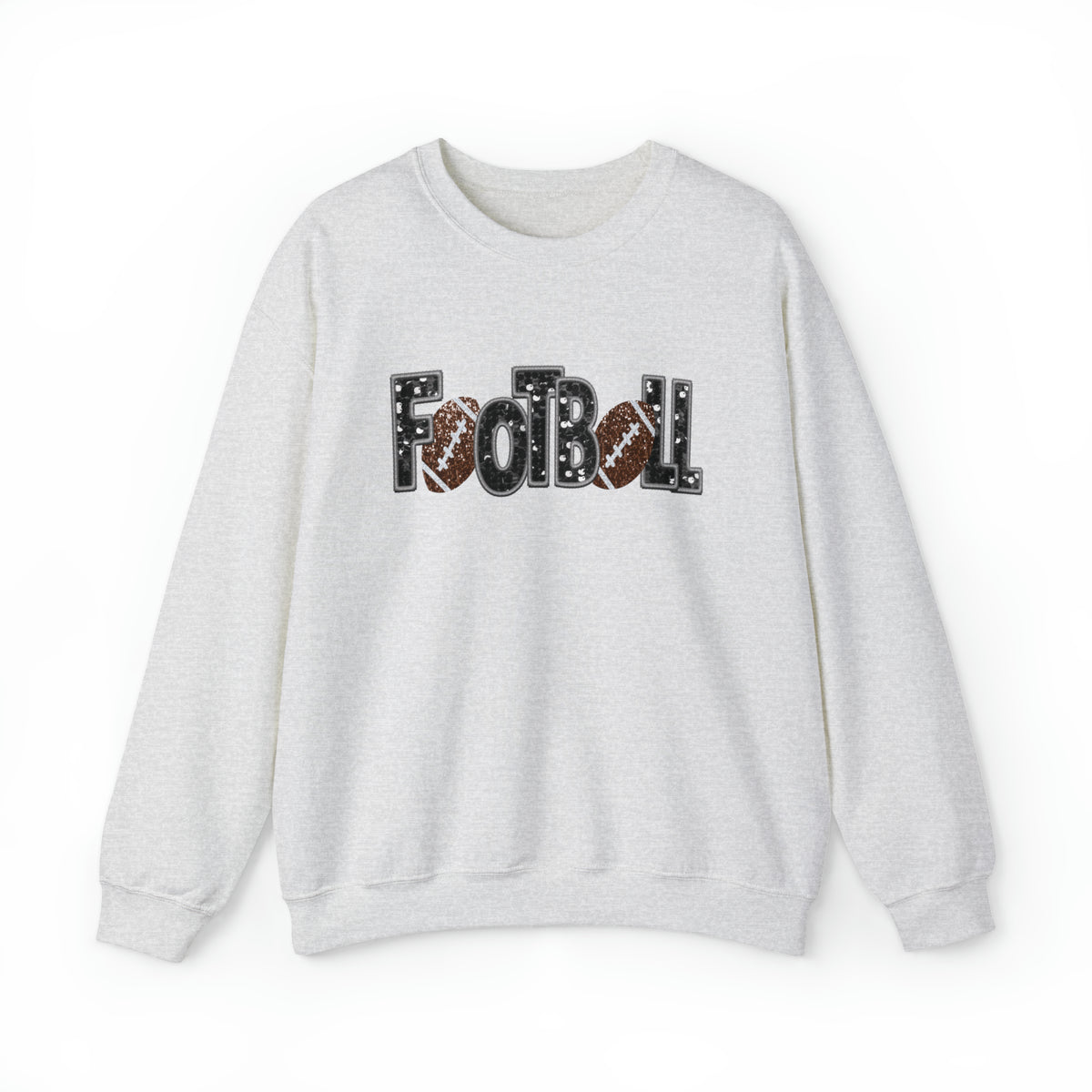 3Blues Designs |  3Blues Designs |  Hazel Blues® |  Football Faux Chenille Sequin Patches Sweatshirt