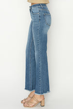 Hazel Blues® |  RISEN Mid-Rise Frayed Hem Bootcut Jeans