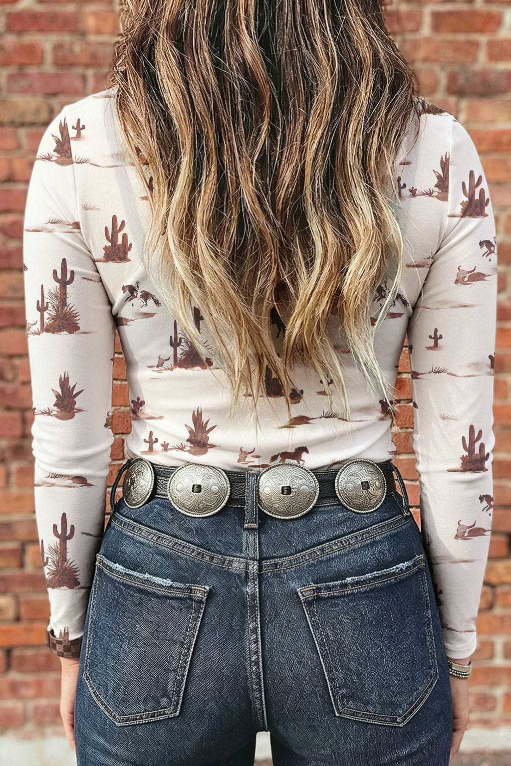 Eloise Noelle Beige Floral Mesh Mock-Neck Top