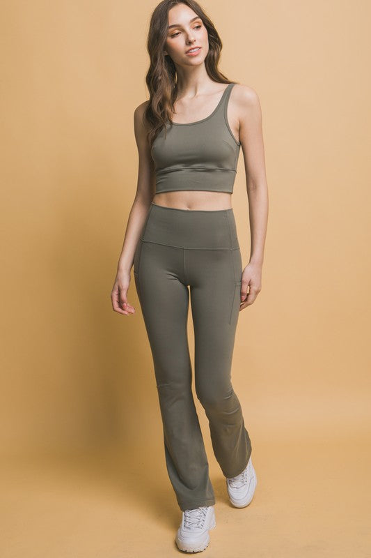 Hazel Blues® |  Love Tree High Waist Flare Active Leggings with Side Pockets