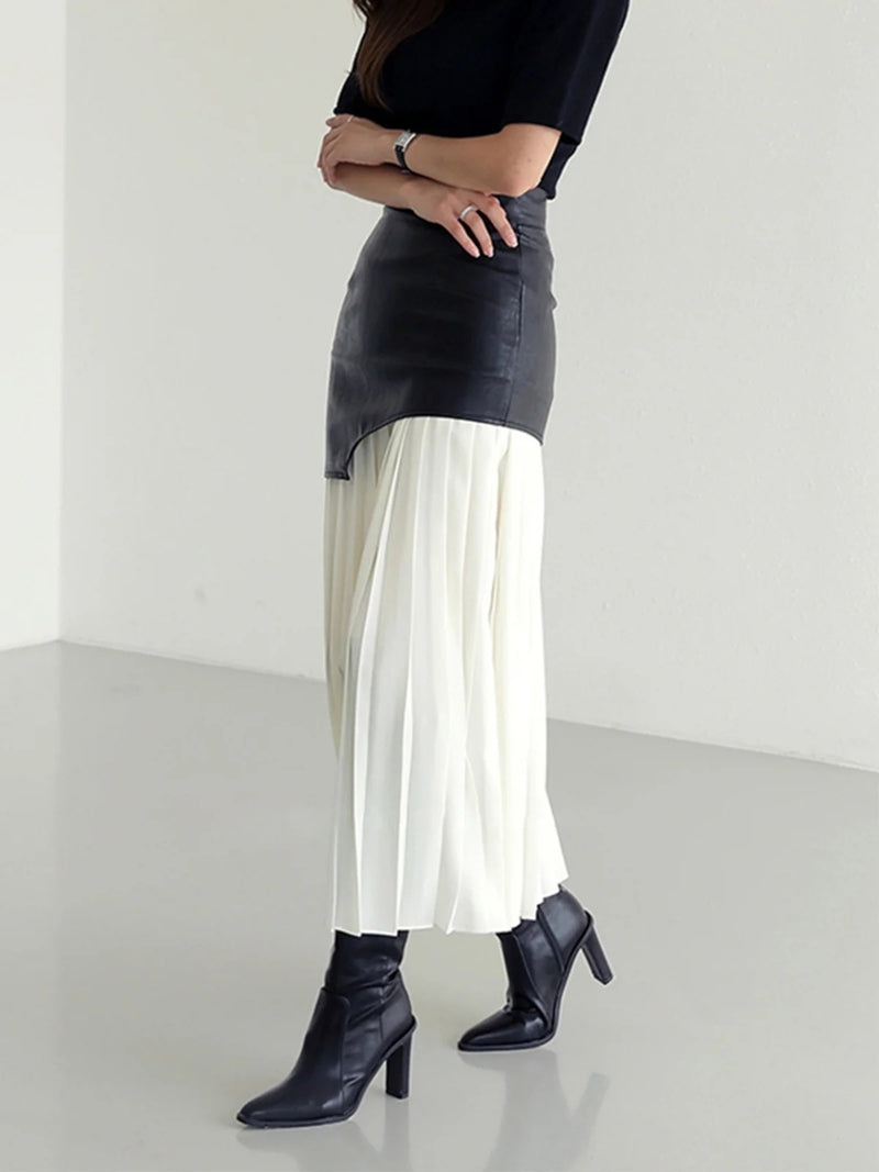 Hazel Blues® |  Pleated Contrast High Rise Skirt