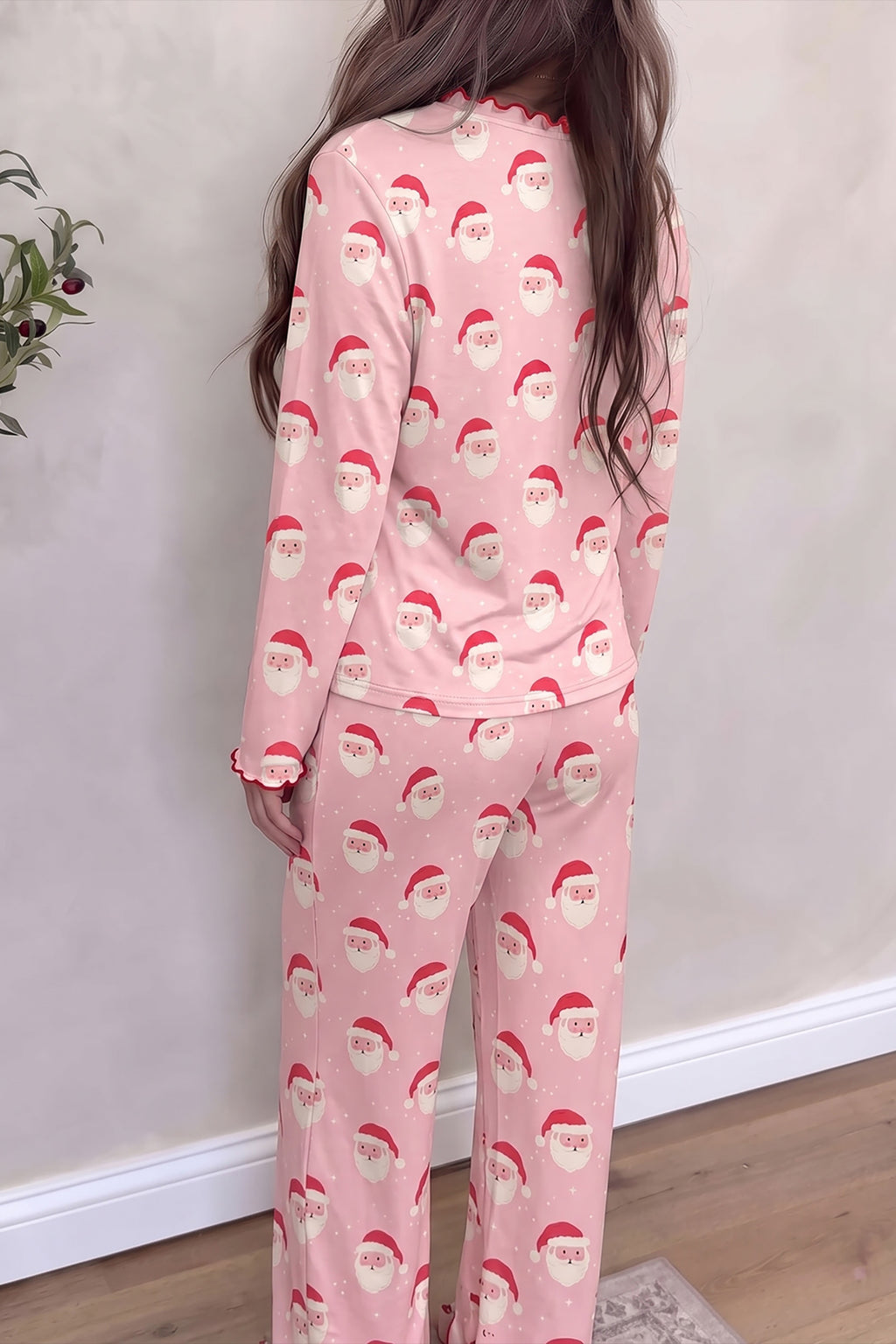 Santa Smiles Pink Christmas Pajama Set