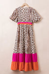 Hazel Blues® |  Leopard V-Neck Half Sleeve Maxi Dress