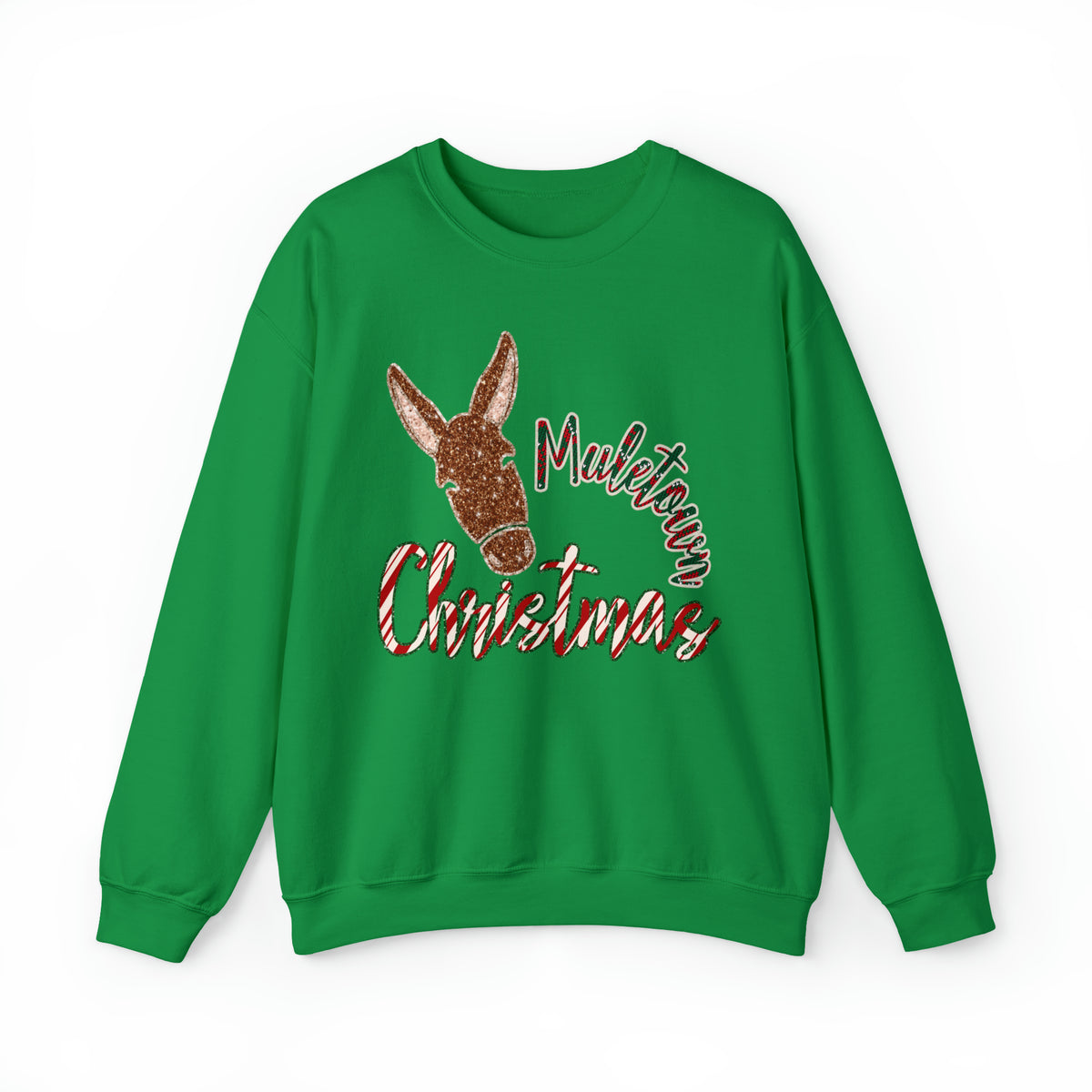 Hazel Blues® |  Muletown Christmas Faux Glitter Graphic Sweatshirt