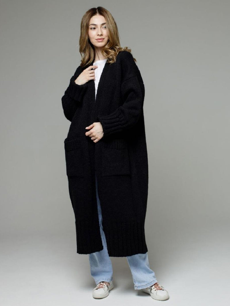 Hazel Blues® |  Pocketed Open Front Dropped Shoulder Cardigan