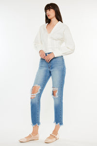 Hazel Blues® |  Kancan Distressed Frayed Hem Cropped Jeans