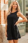Hazel Blues® |  Beige Corduroy Sleeveless Mini Dress With Patched Pockets