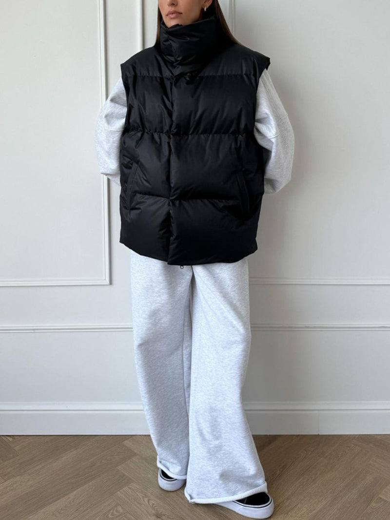 Hazel Blues® |  Zip Up Turtleneck Vest Coat