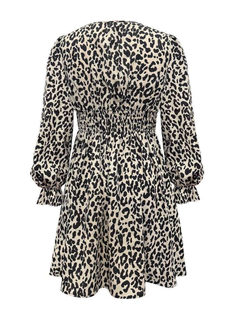 Hazel Blues® |  Leopard V-Neck Flounce Sleeve Dress