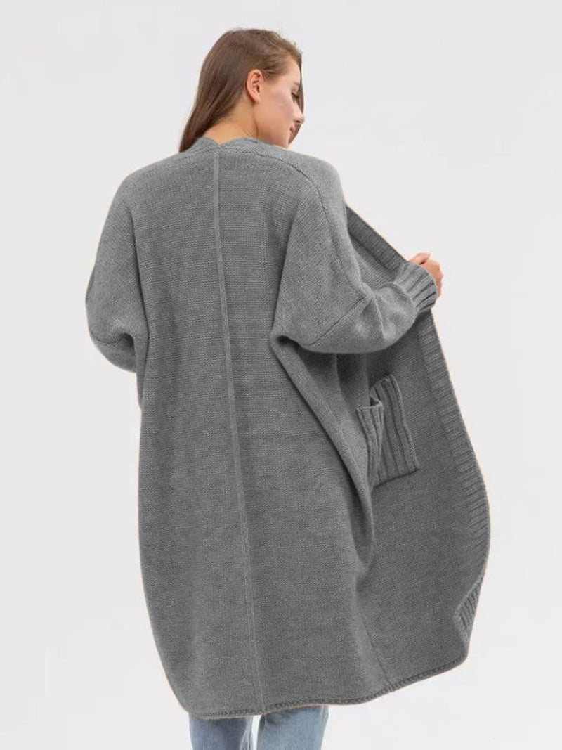 Hazel Blues® |  Pocketed Open Front Long Sleeve Longline Cardigan