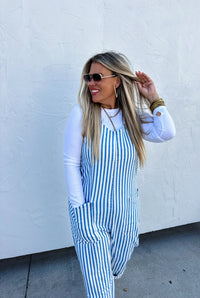 Hazel Blues® |  PREORDER: Blue Stripe Britte Romper Overalls