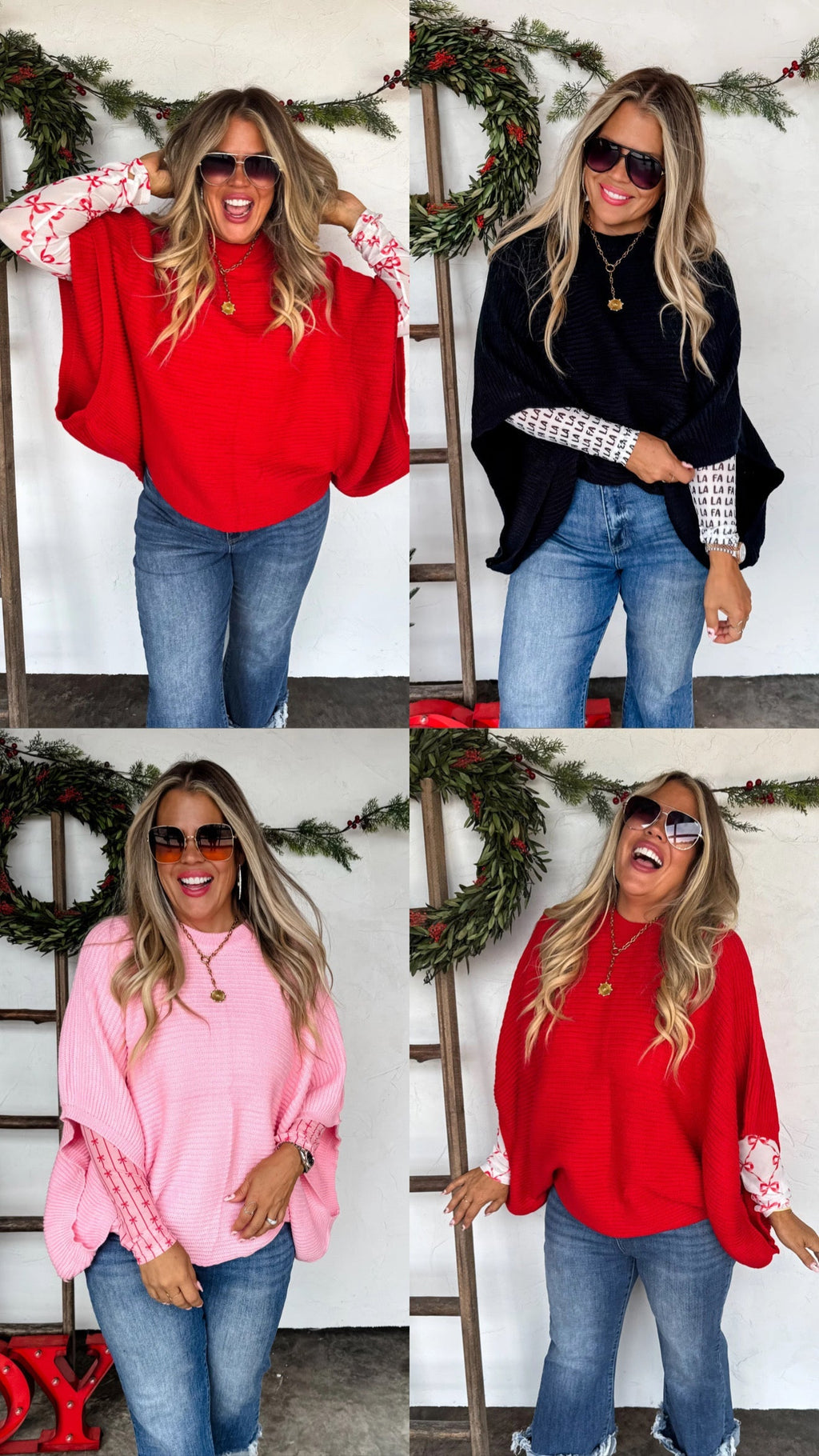 Hazel Blues® |  PREORDER: Holiday Meg Pullover Poncho