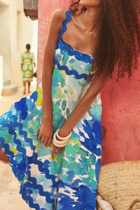 Hazel Blues® |  Printed Square Neck Wide Strap Dress