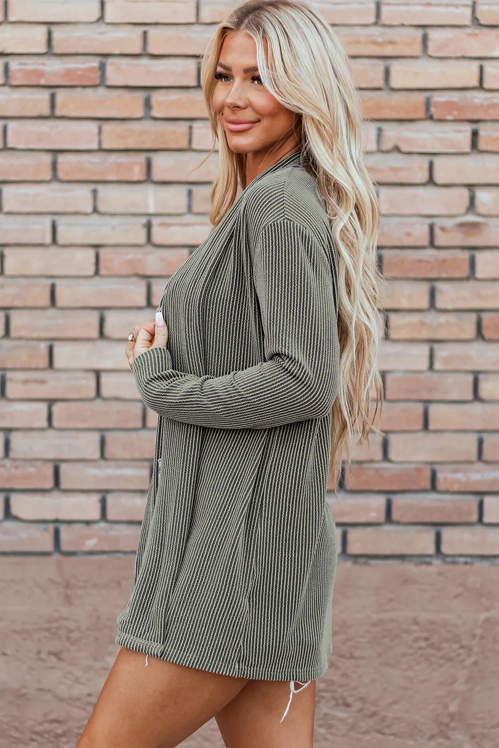 Hazel Blues® |  Textured Open Front Long Sleeve Cover Up