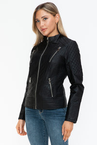 Hazel Blues® |  Snobbish Faux Leather Zip Up Mock Neck Jacket