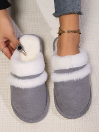 Hazel Blues® |  Contrast Faux Fur Round Toe Slippers