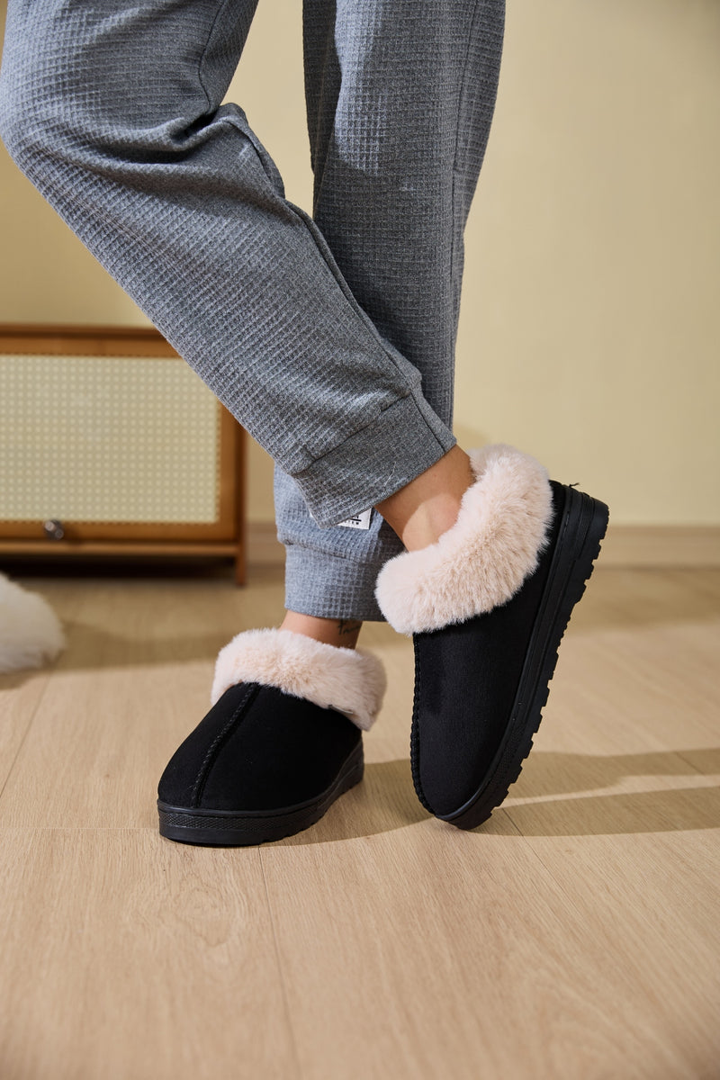 Hazel Blues® |  Faux Fur Round Toe Platform Slippers