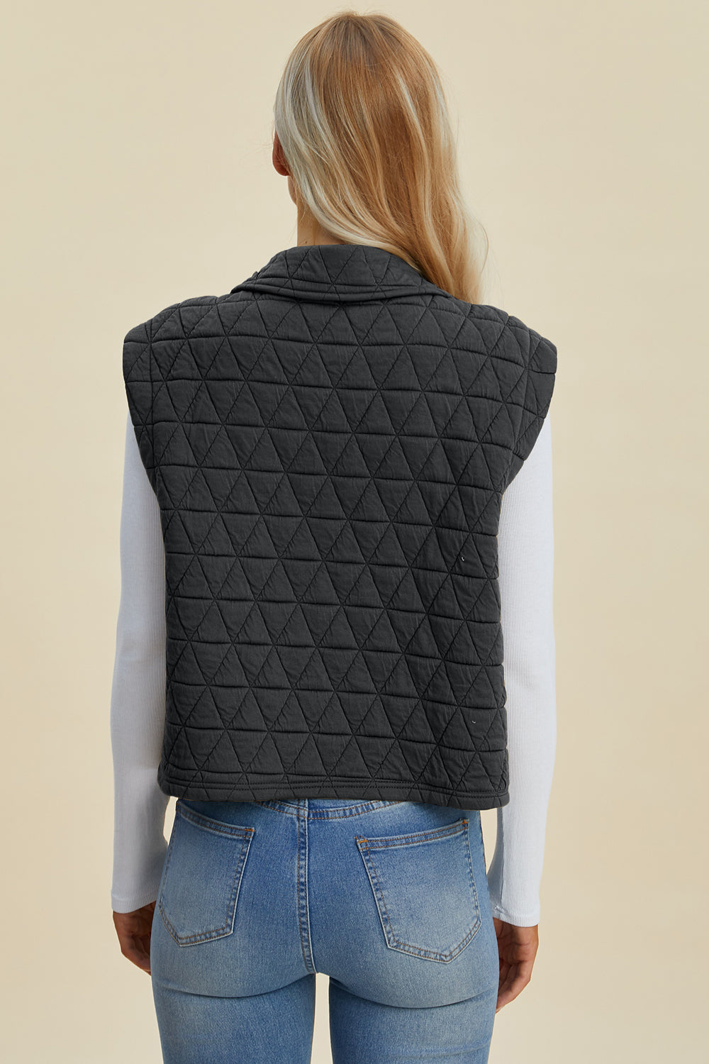 Hazel Blues® |  Double Take Pocketed Texture Snap Down Vest Coat