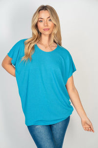 Hazel Blues® |  Short Sleeve Dolman Top in Turquoise