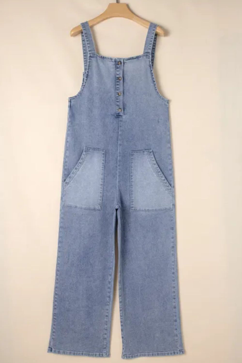 Hazel Blues® |  Wide Strap Denim Overalls with Pockets