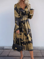 Hazel Blues® |  Perfee Printed Surplice Long Sleeve Midi Dress