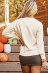 Hazel Blues® |  Apricot Boo Knitted Pattern Ribbed Edge Drop Shoulder Sweater