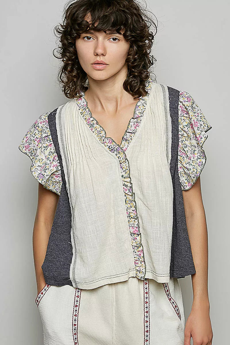 【期間限定価格】2WAY HAZE FLOWER BLOUSE Ameri（アメリ）の「2WAY HAZE FLOWER BLOUSE（シャツ/ブラウス）」 - WEAR