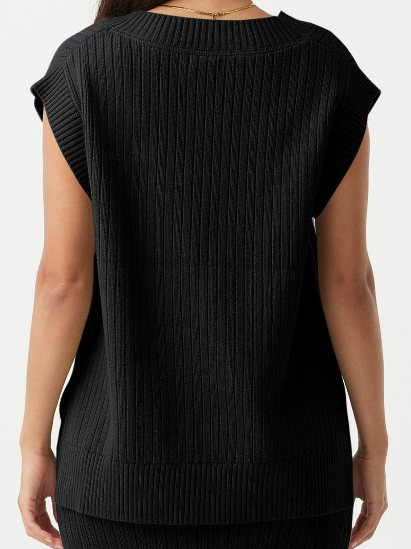 Hazel Blues® |  Mandy Ribbed V-Neck Sweater Vest