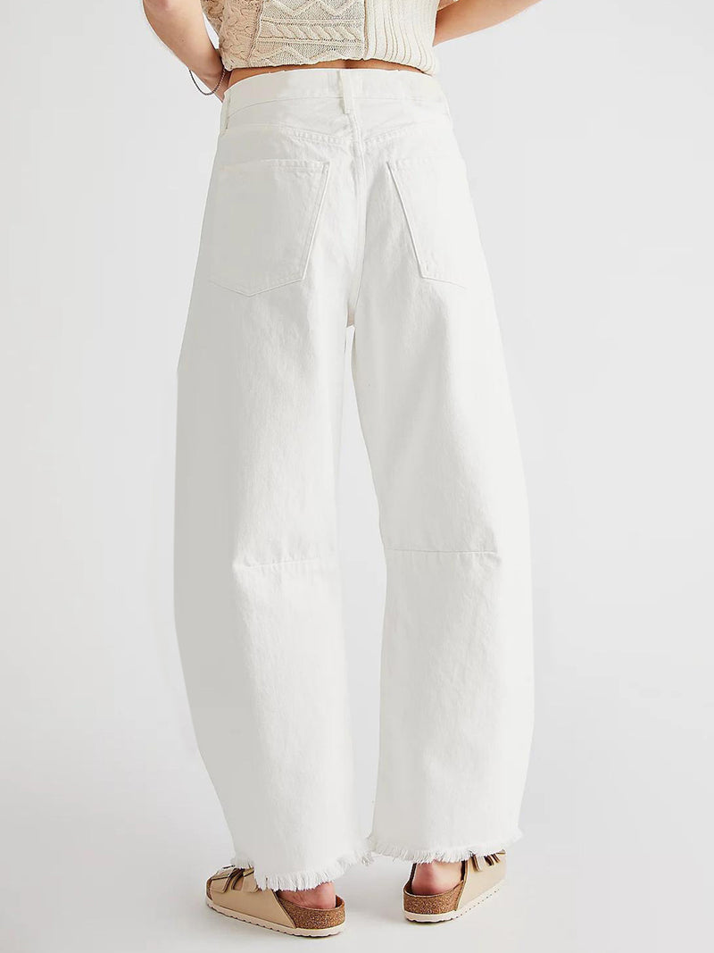 Hazel Blues® |  Raw Hem Wide Leg Jeans with Pockets