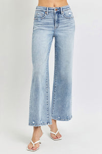 Hazel Blues® |  RISEN Tummy Control High Rise Crop Wide Leg Jeans