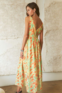 Hazel Blues® |  ADORA Abstract Floral V-Neck Maxi Dress