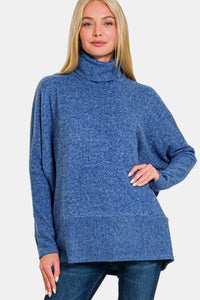 Hazel Blues® |  Zenana Brushed Melange Hacci Turtleneck Sweater